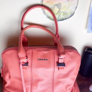 Calvin Klein Coral Leather Satchel